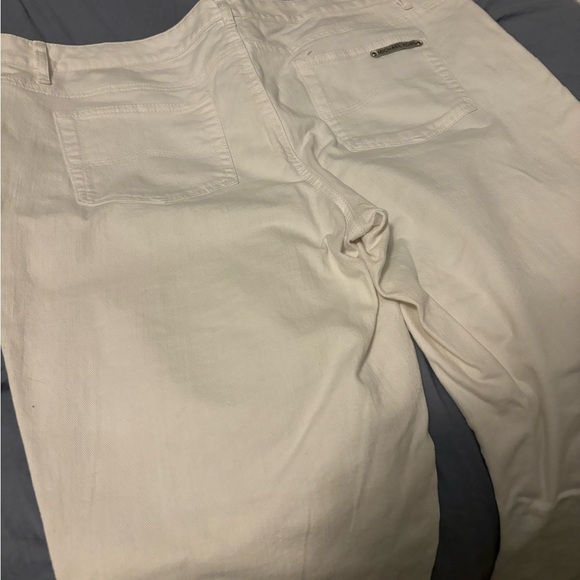 MICHAEL KORS White Denim Jeans Size 16 StraightLeg 5 Pockets Stretch Silver Logo - Picture 12 of 14